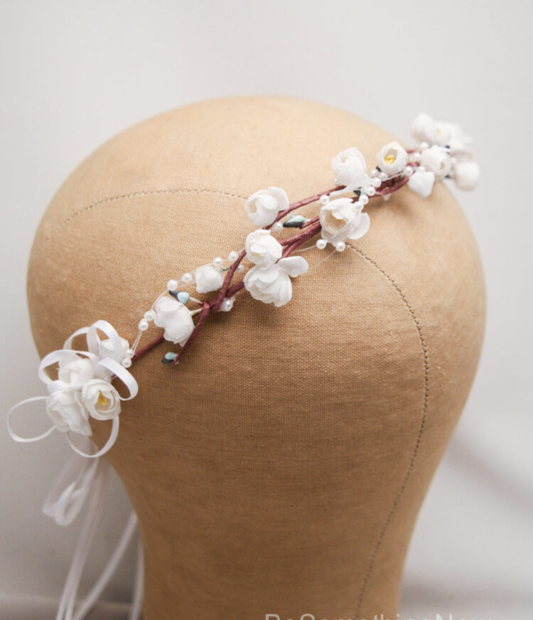 ivory flower crown, vintage flowers wedding hair, bridesmaid hair accessories, flower girl wreath halo