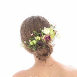 Large Flower Hair Comb in Greenery Pink and Burgundy, Wedding Hair Comb for the Back of your Hair, Fern and Flower Wedding Hair Accessory
