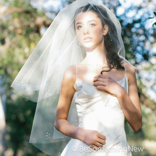 wedding veil with scattered pearl clusters two tier veil for your wedding day bridal veil