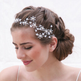 Vintage Sequin Hair Vine of Snowflake Flowers and wired pearls wedding headpiece , wedding headpiece, Christmas wedding