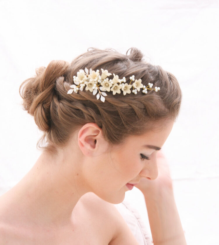 Bridal Hair Vine Pearl and Flower Vintage Inspired Wedding Hair Decorative Comb