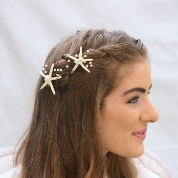starfish wedding hair pin set, nautical hair accessory for brides or bridesmaids