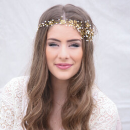 Gold Wedding Hair Vine, Brass Flower and Leaves