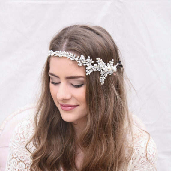 Freshwater Pearl and Rhinestone Hair Vine, rhinestone and fresh water pearl wedding hair vine wedding tiara bridal headpiece rhinestone silver headpiece
