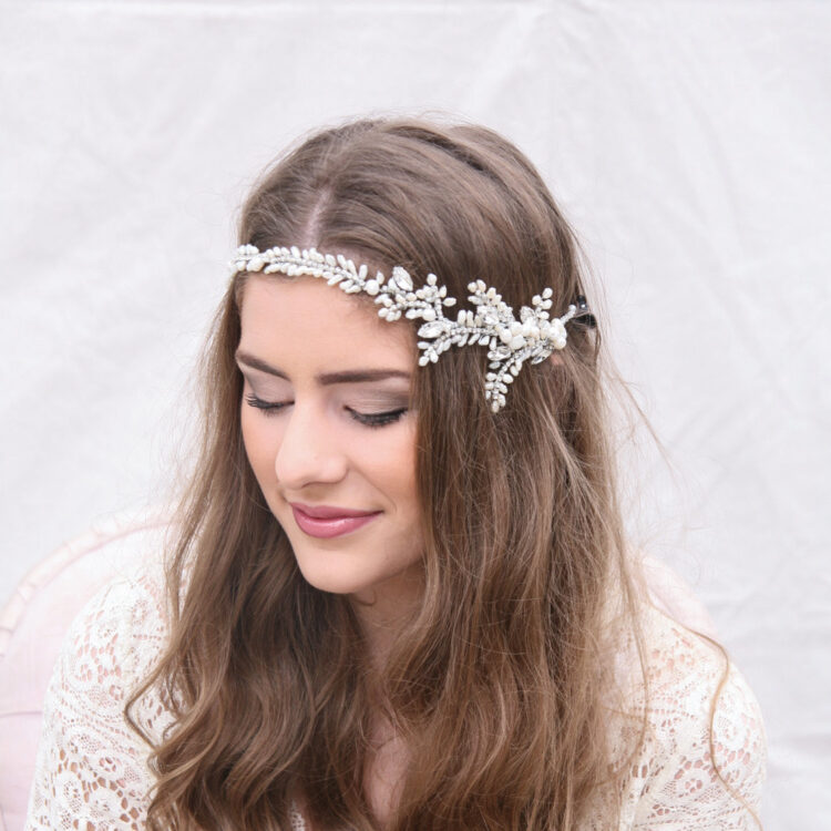 Freshwater Pearl and Rhinestone Hair Vine, rhinestone and fresh water pearl wedding hair vine wedding tiara bridal headpiece rhinestone silver headpiece