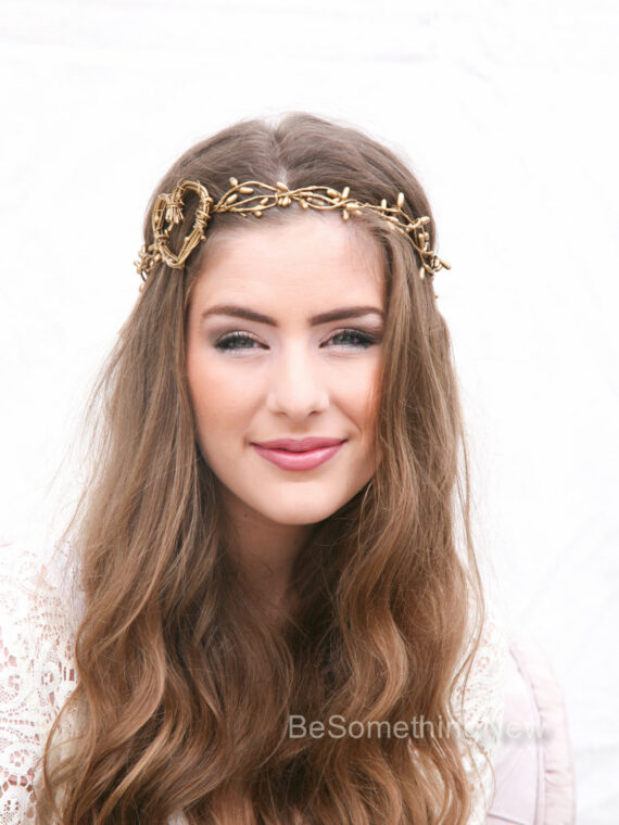 Twisted Golden Berry And Rustic Heart Woodland Wedding Wreath Crown Boho Headpiece Festival Halo Tie Headband Twisted Golden Berry And Rustic Heart Woodland Wedding Wreath Crown Boho Headpiece Festival Halo Tie Headband