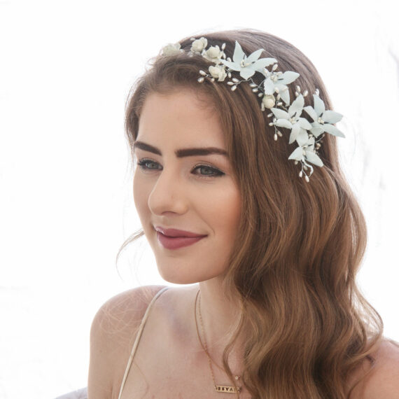 vintage flower crown blue floral wedding headpiece