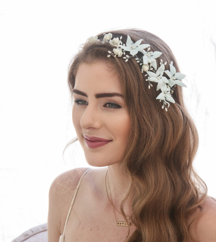 vintage flower crown blue floral wedding headpiece