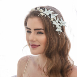 vintage flower crown blue floral wedding headpiece
