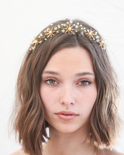 gold metal tiara wedding headpiece gold flower crown