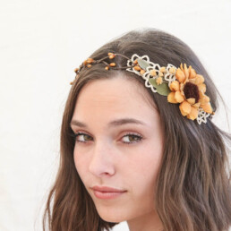 sunflower wedding flower crown rustic wedding headpiece