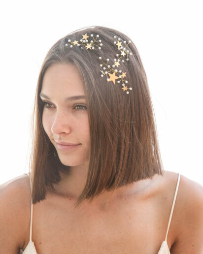 Celestial Hair Pins of Stars and Pearls, Celestial Hair Pins of Stars and Pearls, star bobby pin set stars and pearl bobby pins