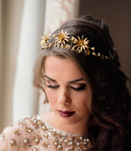 gold tiara celestial wedding headpiece flower crown
