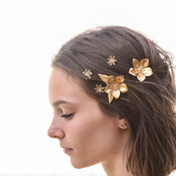 bobby pin set gold metal flowers hair pin set wedding hair pins