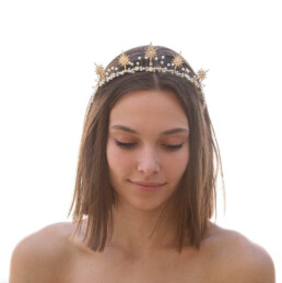 Gold Celestial Stars Wedding Crown, Gold Star Celestial Wedding Crown Wedding Tiara star tiara