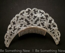 Large Curved Ivory Matilla Comb Mother of Pearl Effect Spanish Wedding Comb Celluloid Vintage High Hair comb