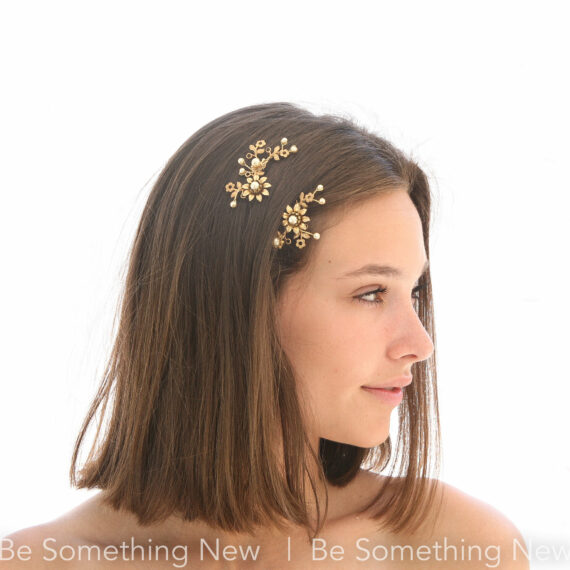 wedding hair pin set in gold