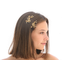 wedding hair pin set in gold