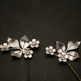 Wedding Hair, hair Pins, Silver Leaves, metal leaves, leaves and flower, Boho Hair Pin set, Floral Bobby Pins, garden wedding, bobby pin set,