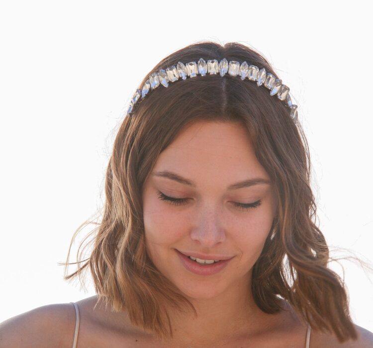 Crescent Moon Cake Toper, rhinestone headband wedding tiara