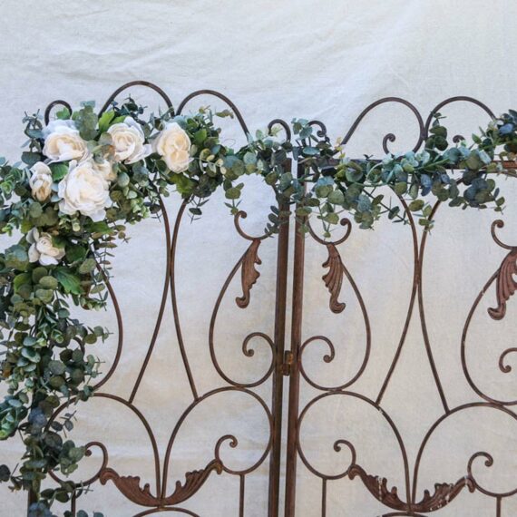 Eucalyptus Garland with Ivory Flowers Wedding Floral wedding arch decoration, Long False Leaves Wedding Backdrop