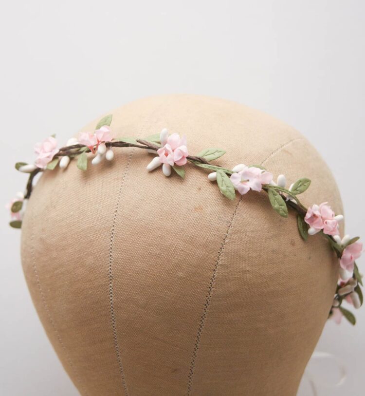 Small Flower Crown in Pink and Green - Image 2