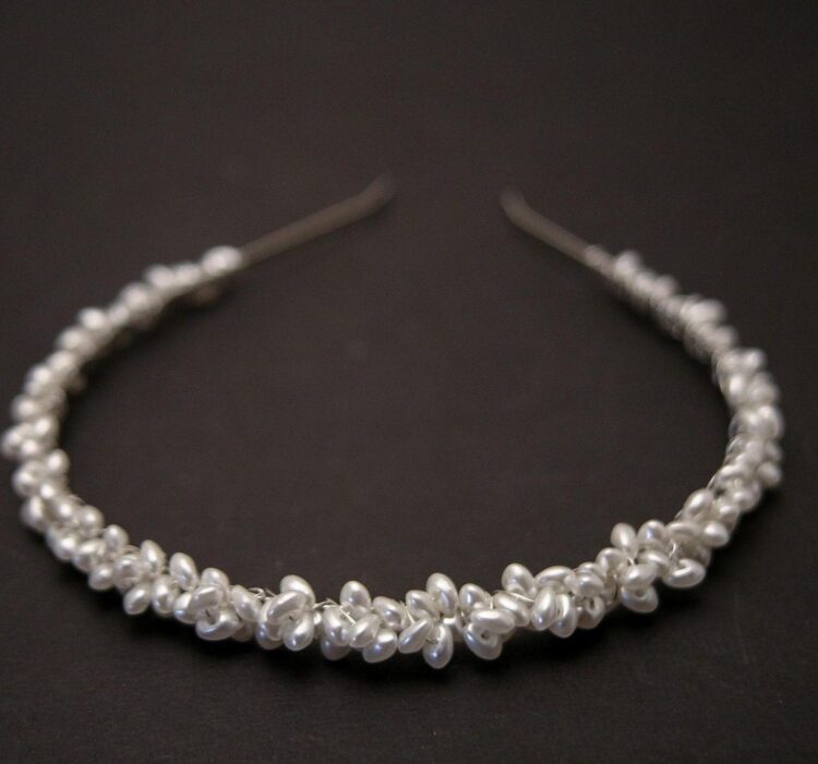 Vintage Style Pearl Headband , freshwater pearl headband, bridal headpiece, clusters of pearls