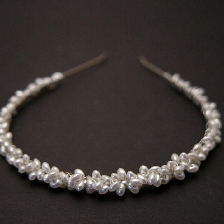 Vintage Style Pearl Headband , freshwater pearl headband, bridal headpiece, clusters of pearls